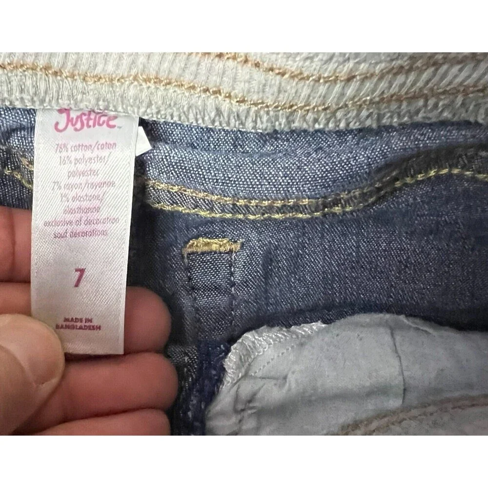 JUSTICE Girls Pull-on Stretch Denim Cuffed Jean Shorts Size 7